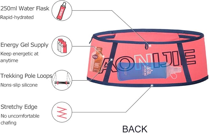 AONIJIE Lovtour Running Belt Waist Pack, Flip Waist Belt,with 250ml Soft Water Bottle Free and Lightweight for Marathon Climbing Jogging Cycling Workout Fitness Mobile Phone Holder