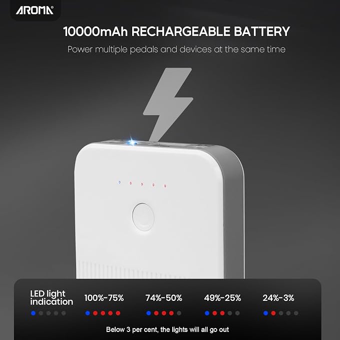AROMA Guitar Pedal Battery Power Bank Supply Rechargeable with Built-in 10000mAh for 9V Effect Pedal and More Devices