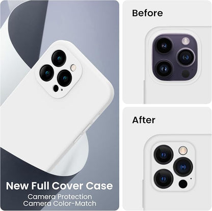 FireNova Designed for iPhone 14 Pro Max Case, Silicone Upgraded [Camera Protection] Case, Soft Anti-Scratch Microfiber Lining Inside, 6.7 inch, White