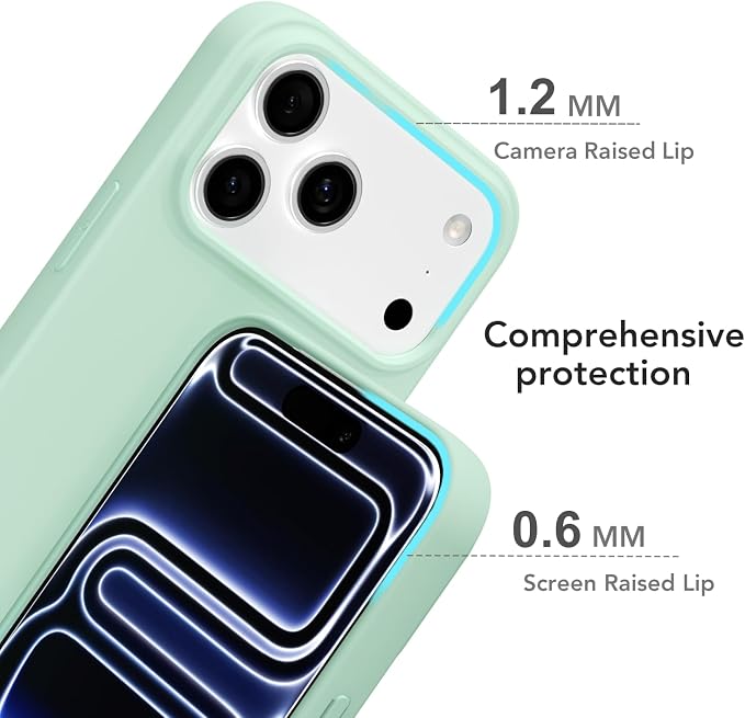 for iPhone 17 Pro Case Silicone Compatible with Magsafe Case, Ultra Slim Thin Magnetic Phone Cases Mag Safe, Cute Soft Rubber Gel TPU Matte Plain Wireless Charging Cover for Women, Mint Green