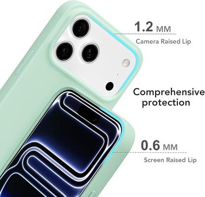 for iPhone 17 Pro Case Silicone Compatible with Magsafe Case, Ultra Slim Thin Magnetic Phone Cases Mag Safe, Cute Soft Rubber Gel TPU Matte Plain Wireless Charging Cover for Women, Mint Green