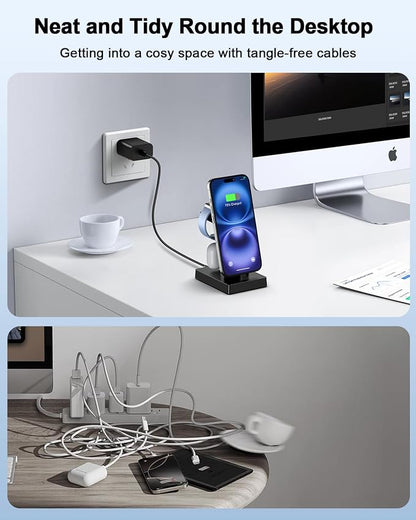 30W Fast 3 in 1 Charging Station for Apple Devices - ADADPU USB C Charger Stand for iPhone 17 16 15 Pro Max Plus & AirPods 4,Wireless Charger Dock Compatible with Apple Watch Ultra/10/9/8/7/6/5/4/3/SE
