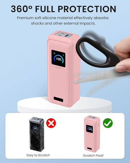Silicone Case for Anker Prime Power Bank 300W 26,250mAh,Full-Body Protective Cover for Anker Prime Power Bank 300W,Precise Port Cutouts (Case Only) Pink