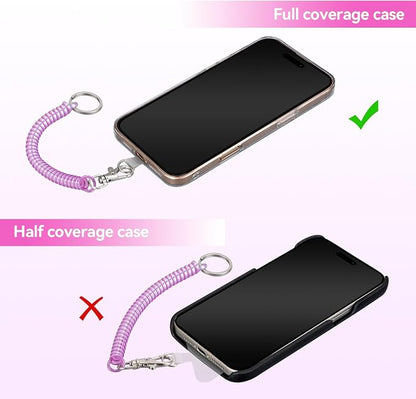Doormoon Phone Lanyard Leash with 4 Patch, 2* Phone Tether, 4* Phone Tether Tab, 1* Carabiner for Climbing Outdoor Hiking Cycling Skiing Compatible for Smartphones Keys, PearlWhite*2