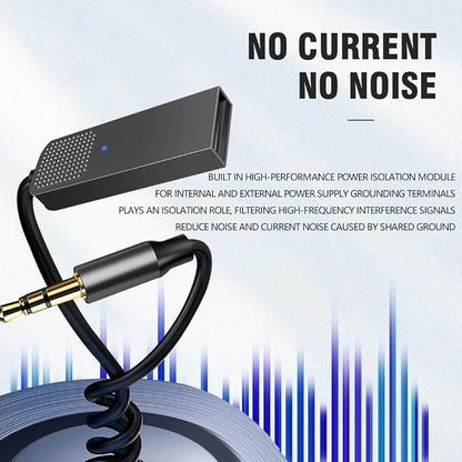 Aux Bluetooth Adapter 5.3 with Built-in Microphone Bluetooth Receiver USB-3.5mm Wireless Car Kit Auxiliary Incoming Hands-Free Calls Compatible with Car Speaker and Home Audio(T07) ﻿