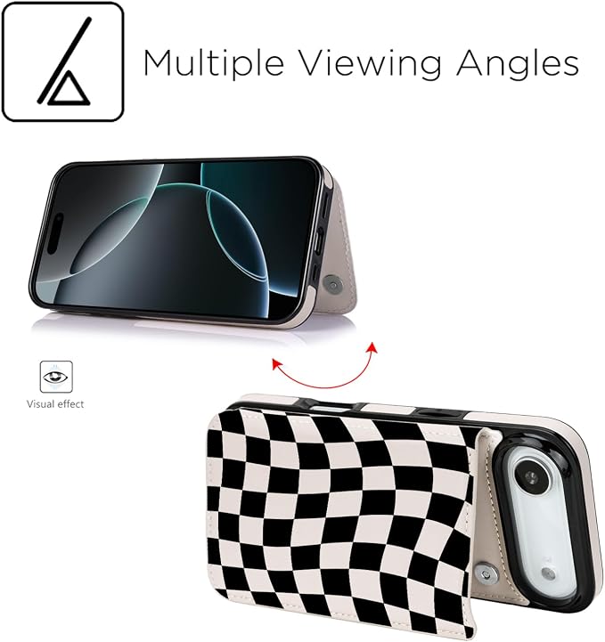 uCOLOR for iPhone 17 Air Wallet Case with Card Holder PU Leather RFID Blocking Design iPhone Air flip case for Women Men Magnetic Clasp Kickstand Design 6.5 inch (Dune Mirage Checkboard)