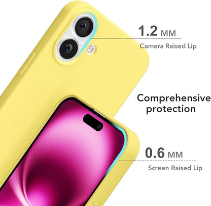 for iPhone 16 Plus Case Silicone Compatible with Magsafe Case, Ultra Slim Thin Magnetic Phone Cases Mag Safe, Cute Soft Rubber Gel TPU Matte Plain Wireless Charging Cover for Women, Yellow