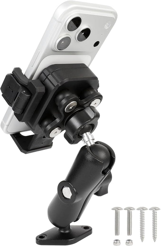 Phone Mount Holder with Vibration Dampener for Boat Truck Car [Camera Friendly] [1s Lock & Release] [Aluminum AMPS Diamond Base & Medium Arm], Fits 4.7-7.2" Cell Phones