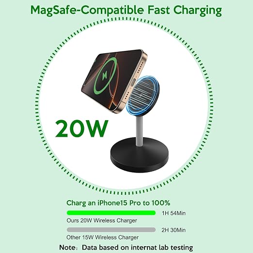 Magnetic Wireless Mag-Safe Charger Station,Long 6FT USB C Cable MagSafe,Stable Charger Stand Apple Magsafe Wireless Station/Pad Fast Charging for iPhone 17/17 Air/17 Pro/16 Plus/16 Pro Max/15/14/13/12