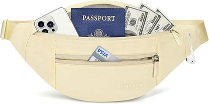 MAXTOP Large Crossbody Fanny Pack with 4-Zipper Pockets,Gifts for Enjoy Sports Festival Workout Traveling Running Casual Hands-Free Wallets Waist Pack Phone Bag Carrying All Phones