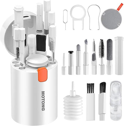 MOTONG Keyboard Screen Brush Cleaning Kit, Mutifunctional Electronic Cleaner Tools Kits for AirPods Laptop Camera Phone PC (White)