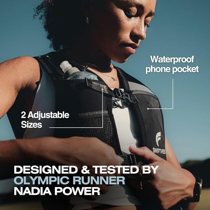 Running Phone Holder Vest with 500ml/17oz Water Bottle | Reflective Hydration Vest | Adjustable | Light | 6 Pockets for Running Accessories | Unisex
