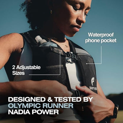 Running Phone Holder Vest with 500ml/17oz Water Bottle | Reflective Hydration Vest | Adjustable | Light | 6 Pockets for Running Accessories | Unisex