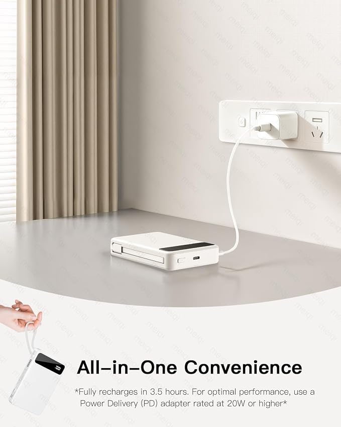 Magnetic Power Bank, 10,000mAh Wireless Portable Charger for Mag-Safe 15W Fast Charging, Battery Pack with USB-C Cable 20W in/Out for iPhone Air/17/16/15/14/13/12/Plus/Pro/Pro Max, AirPods & More