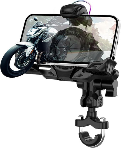 Motorcycle Phone Mount Holder，Bicycle Phone Mount,Metal Extension Arm-Dual Vibration Dampener,Suitable for Handlebar and Rearview Mirror Installation,Clamp for 4.7-7.2" Smartphone
