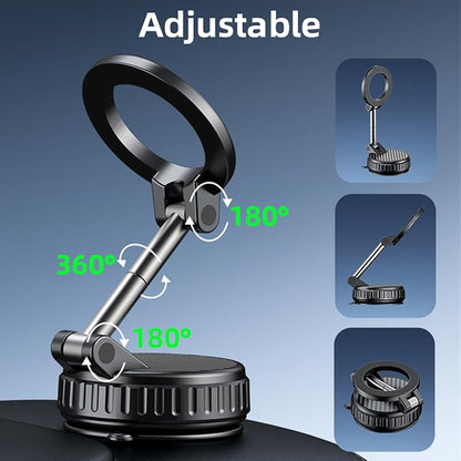 Magnetic Car Phone Holder for iPhone 17/17 Pro/17 Pro Max/Air/16 15 14 13 12 Pro Max Plus mini, 360° Adjustable Vacuum Suction Cup Phone Mount for Car/Gym/Mirror/Shower, Black