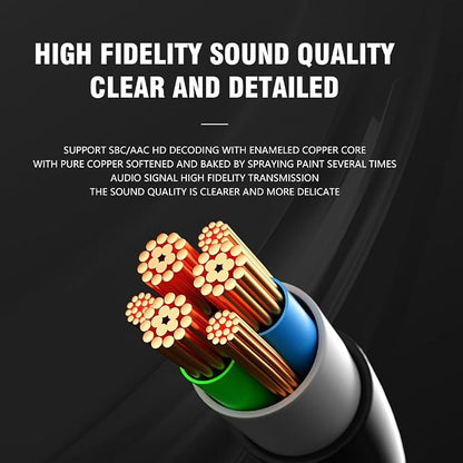 Aux Bluetooth Adapter 5.3 with Built-in Microphone Bluetooth Receiver USB-3.5mm Wireless Car Kit Auxiliary Incoming Hands-Free Calls Compatible with Car Speaker and Home Audio(T07) ﻿