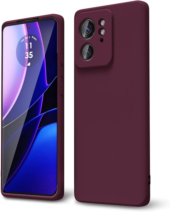 oakxco for Motorola Moto Edge 2023 Phone Case Liquid Silicone, Thin Slim Soft Rubber Gel TPU Plain Protective Simple Cover for Women Girl Cute, Matte Solid Color Aesthetic, Burgundy Wine