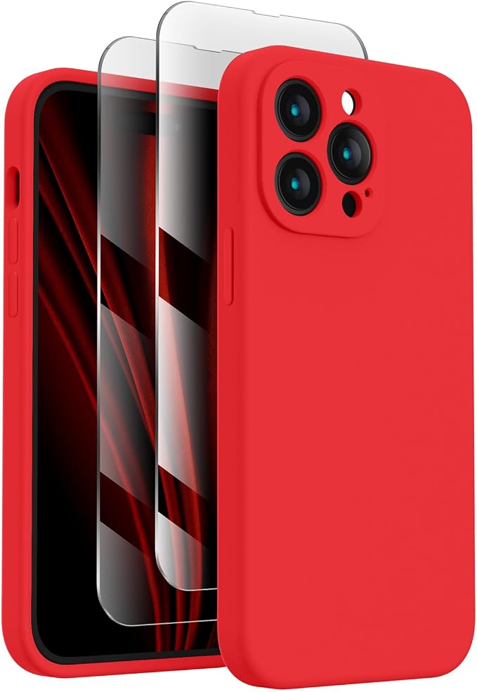 FireNova Designed for iPhone 14 Pro Case, Silicone Upgraded [Camera Protection] Phone Case, Soft Anti-Scratch Microfiber Lining Inside, 6.1 inch, Red