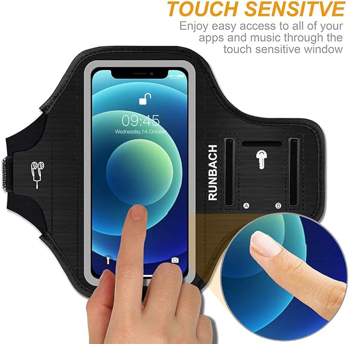 Armband for iPhone 13 Mini/12 Mini/11 Pro/iPhone X/XS,Sweatproof Running Exercise Gym Bag with Card Slot(Black)
