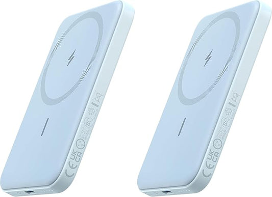 Anker 621 Magnetic Portable Charger (MagGo), 5,000mAh Wireless Power Bank with USB-C Cable, Magsafe-Compatible Battery Pack for iPhone 16/15/14/13/12 Series (Pack of 2)