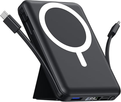 Azmuth for MagSafe Portable Charger, 10000mAh Magnetic Power Bank with 20W PD USB-C Fast Charging LED Display for MagSafe Battery Pack, Magnetic Travel Charger for iPhone 17/16/15/14/13/12 Series