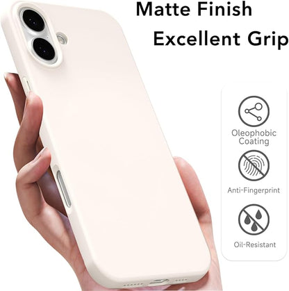 for iPhone 16 Plus Case Silicone Compatible with Magsafe Case, Ultra Slim Thin Magnetic Phone Cases Mag Safe, Cute Soft Rubber Gel TPU Matte Wireless Charging Cover for Women, Beige Stone Cream