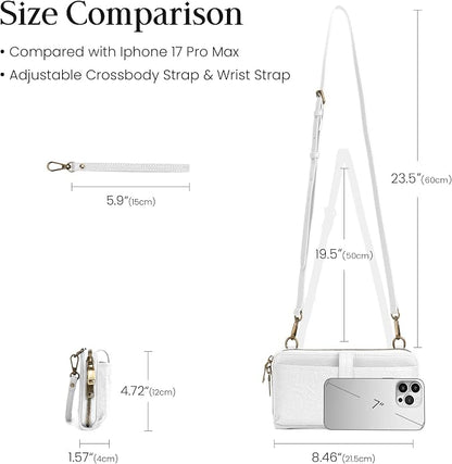 befen Leather Wristlet Wallet for Women Cell Phone Purse with Built in Wallet Vintage Leather Crossdody Bag Clutch Purse