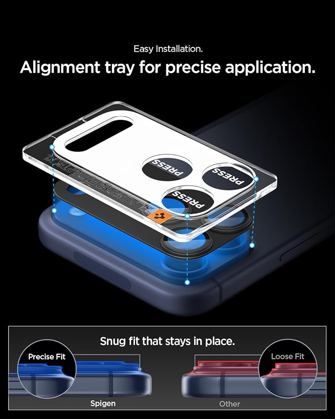 Spigen Camera Lens Screen Protector [GlasTR EZ Fit Optik Pro XL] Designed for iPhone 17 Pro Max [Case Friendly] - Black [1 Pack]