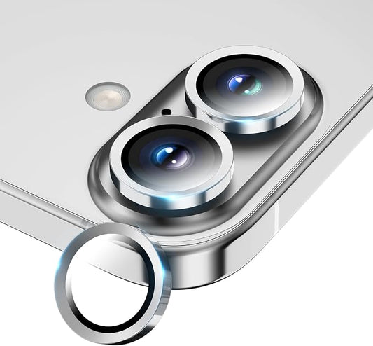 Camera Lens Protector for iPhone 17/16/16 Plus,Tempered Glass Metal Individual Camera Cover Screen[Anti-drop] Case Friendly- White