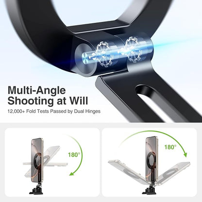 elitehood Aluminum Tripod Phone Mount Adapter for DJI RS 4 Mini, Magnetic Smartphone Tripod Mount with Arca-Standard & Hot Shoe Plate for Camera, Cold Shoe Phone Mount Fit iPhone 16 15 14 Series