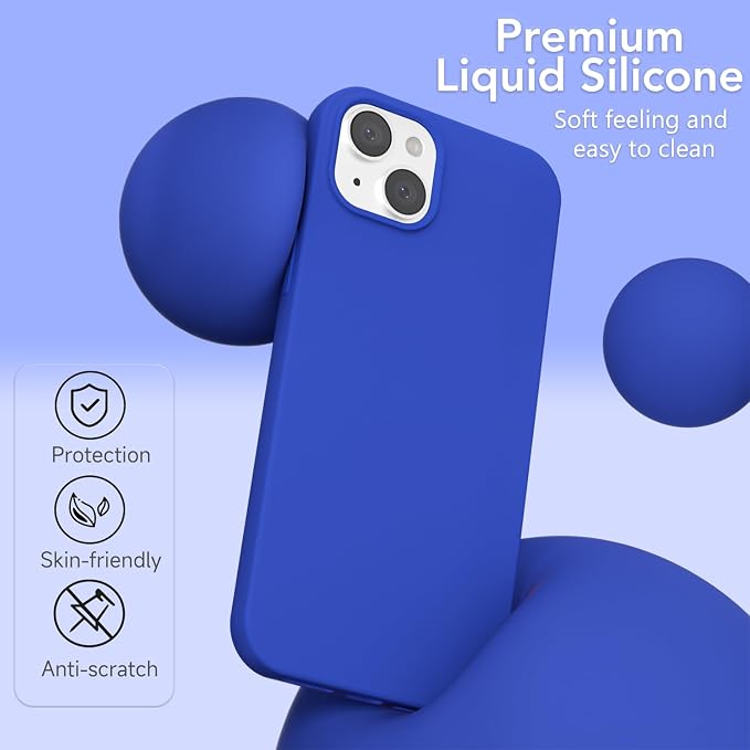 for iPhone 14/ iPhone 13 Case Silicone Compatible with Magsafe Case, Ultra Slim Thin Magnetic Phone Cases Mag Safe, Cute Soft Rubber Gel TPU Matte Wireless Charging Cover for Women, Royal Blue