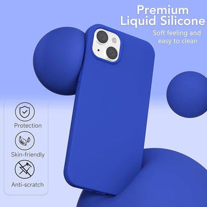 for iPhone 15 Plus/ 14 Plus Case Silicone Compatible with Magsafe Case, Ultra Slim Thin Magnetic Phone Cases Mag Safe, Cute Soft Rubber Gel Matte Wireless Charging Cover for Women, Royal Blue