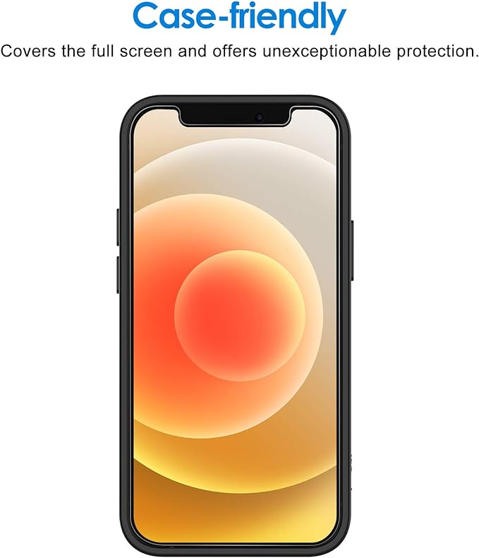 JETech Screen Protector for iPhone 12/12 Pro, 2-Pack | HD Clear, Face ID Compatible, Anti-Scratch Glass