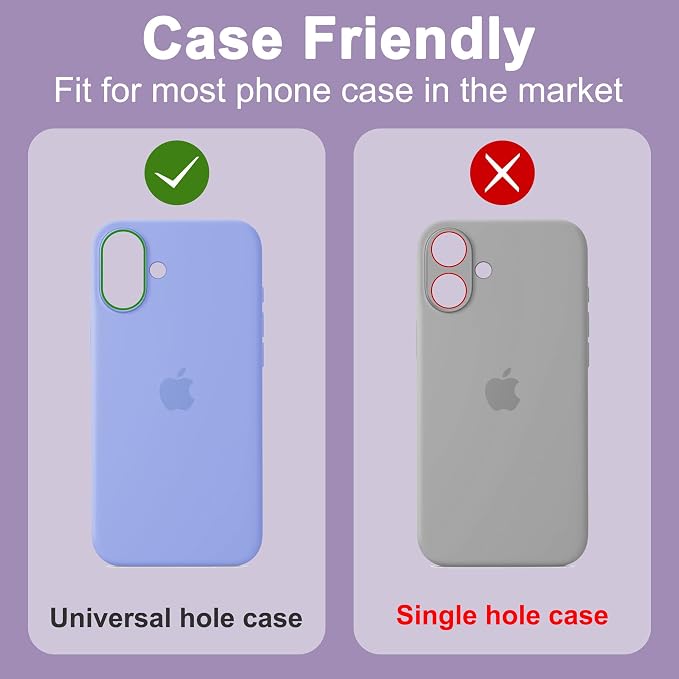 2 Pack Camera Lens Protector for iPhone 17,[Not Easy to Breakn ] AR Tempered Glass Strong Adsorption Metal Camera Cover Screen-Light Green