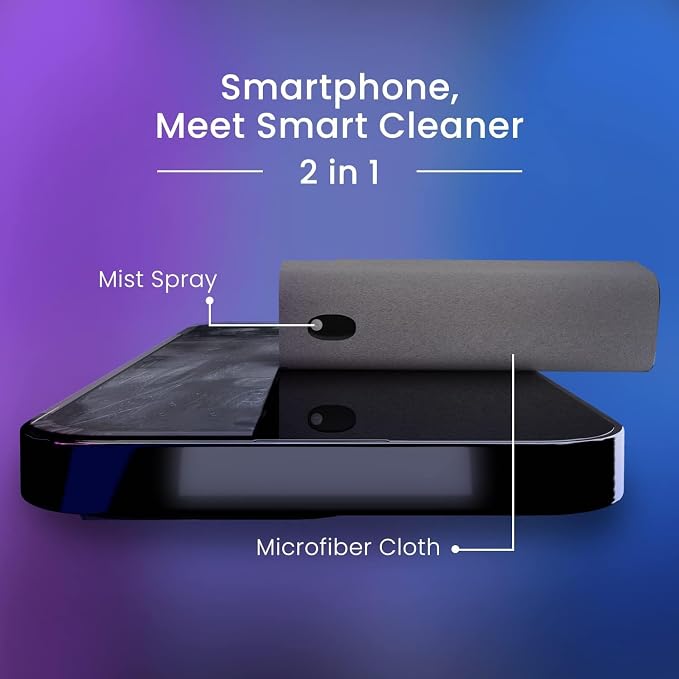 Screen Cleaner, Care and Smile Screen Cleaner,Sterilization Disinfection Cleansing,Screen Cleaner Spray, Safe for All Phones, Laptop and Tablet Screens,Two in One Spray and Microfiber Cloth (Grey)
