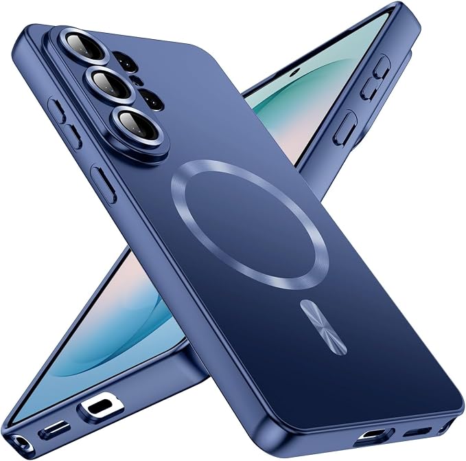 for Samsung Galaxy S26 Ultra Case,Luxury Plating Matte Case for Galaxy S26 Ultra Full Camera Lens Cover & Privacy Screen Protector Cute Women Girls Phone Cover for S 26 Ultra,Blue