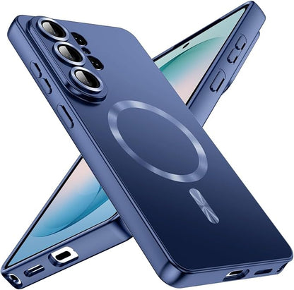 for Samsung Galaxy S26 Ultra Case,Luxury Plating Matte Case for Galaxy S26 Ultra Full Camera Lens Cover & Privacy Screen Protector Cute Women Girls Phone Cover for S 26 Ultra,Blue