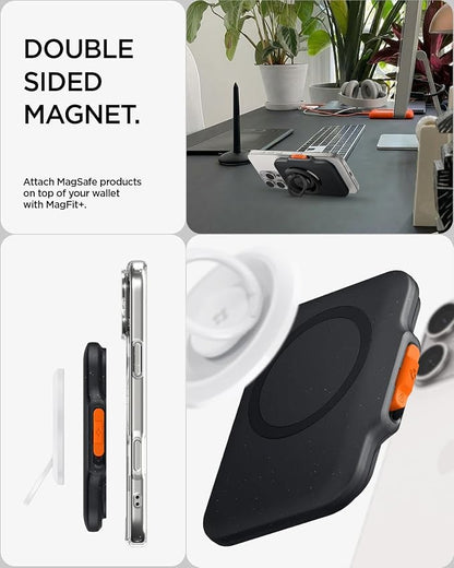 Spigen for MagSafe Wallet, Heavy Duty Hardshell Magnetic Card Holder Compatible with iPhone 17/16/15/14/13/12 Pixel 10 Series MagSafe-Cases Pixelsnap Holds 5-6/7-8 Cards