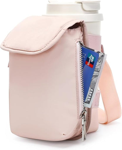 Herald Mini Phone Crossbody Bag with Water Bottle Holder, Water Bottle Carrier Bag with Strap for GYM, Hiking, Cycling