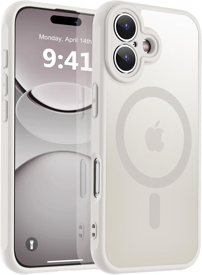 MOCCA Magnetic for iPhone 17 Case, (Compatible with Magsafe) (16FT Military Grade Protection) Full Camera Protection Anti-Fingerprint Slim Translucent Matte Phone Cover 6.3",Stone