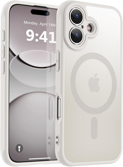 MOCCA Magnetic for iPhone 17 Case, (Compatible with Magsafe) (16FT Military Grade Protection) Full Camera Protection Anti-Fingerprint Slim Translucent Matte Phone Cover 6.3",Stone