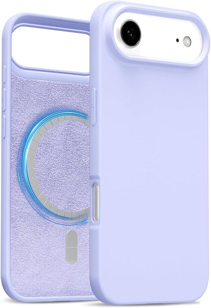 for iPhone 17 Air Case Silicone Compatible with Magsafe Case, Ultra Slim Thin Magnetic Phone Cases Mag Safe, Cute Soft Rubber Gel Matte Plain Wireless Charging Cover for Women, Purple Lavender