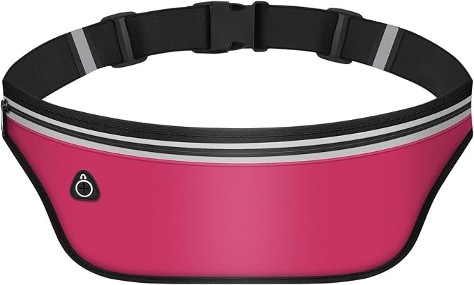 UltraSlim Fanny Packs for Women Men Slim Running Belt Waist Pack Runners Bag Waterproof Money Belt (Pink)