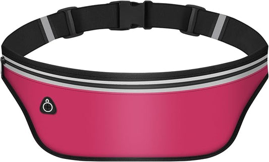 UltraSlim Fanny Packs for Women Men Slim Running Belt Waist Pack Runners Bag Waterproof Money Belt (Pink)