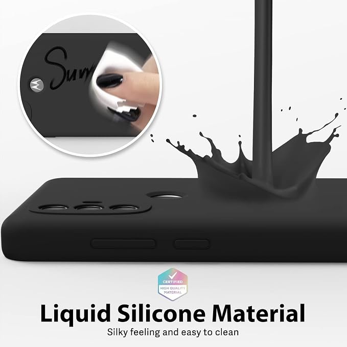 oakxco for Motorola Moto G Power 2022 Phone Case/Moto G Play 2023 Phone Case Liquid Silicone, Thin Slim Soft Rubber Gel TPU Plain Simple Cover for Women, Matte Solid Color,Black
