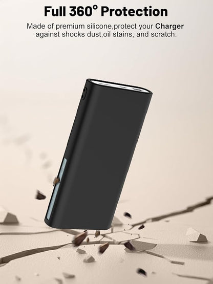 Silicone Protective Case Compatible with OnePlus SuperVooc Power Bank 12,000mAh 100W, Shockproof Cover with LCD Display Visible, Anti-Lost Strap, Precision Cutouts for All-Port Charger (Black)