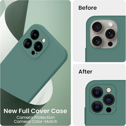 FireNova Designed for iPhone 16 Pro Case, Silicone Upgraded [Camera Protection] Phone Case, Soft Anti-Scratch Microfiber Lining Inside, 2024, Midnight Green