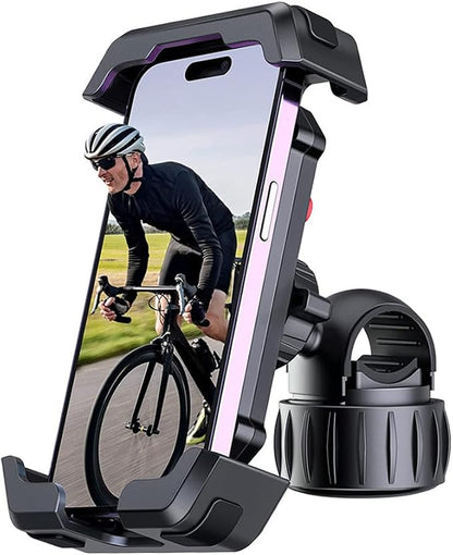 Motorcycle Phone Mount Holder - [Dual Vibration Dampener] [Upgrade Handlebar Clip] Motorcycle Cell Phone Holder, Bike Phone Mount, Fit iPhone 16/15/14/13 Pro Max, 4.7-6.7" Phones, Black