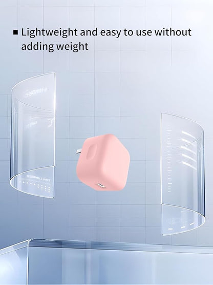 Case for Apple 40W Charger, WUNIAK Soft Silicone Protective Portable Scratch Shock Resistant Shell,Pink